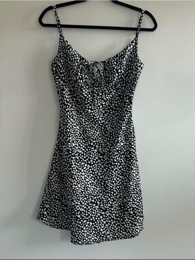 Commense Black and White Spotted Slip Mini Dress